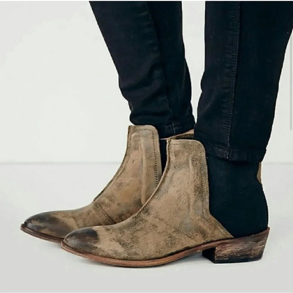 Free People Dark Horse Taupe Leather Ankle Chelsea Boots - Picture 10 of 10